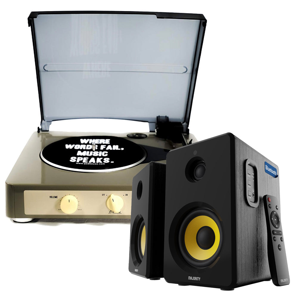 Gadhouse Brad MKII Record Player - Grey + Bundled Majority D40X Bluetooth Speakers*-Gadhouse-Mood