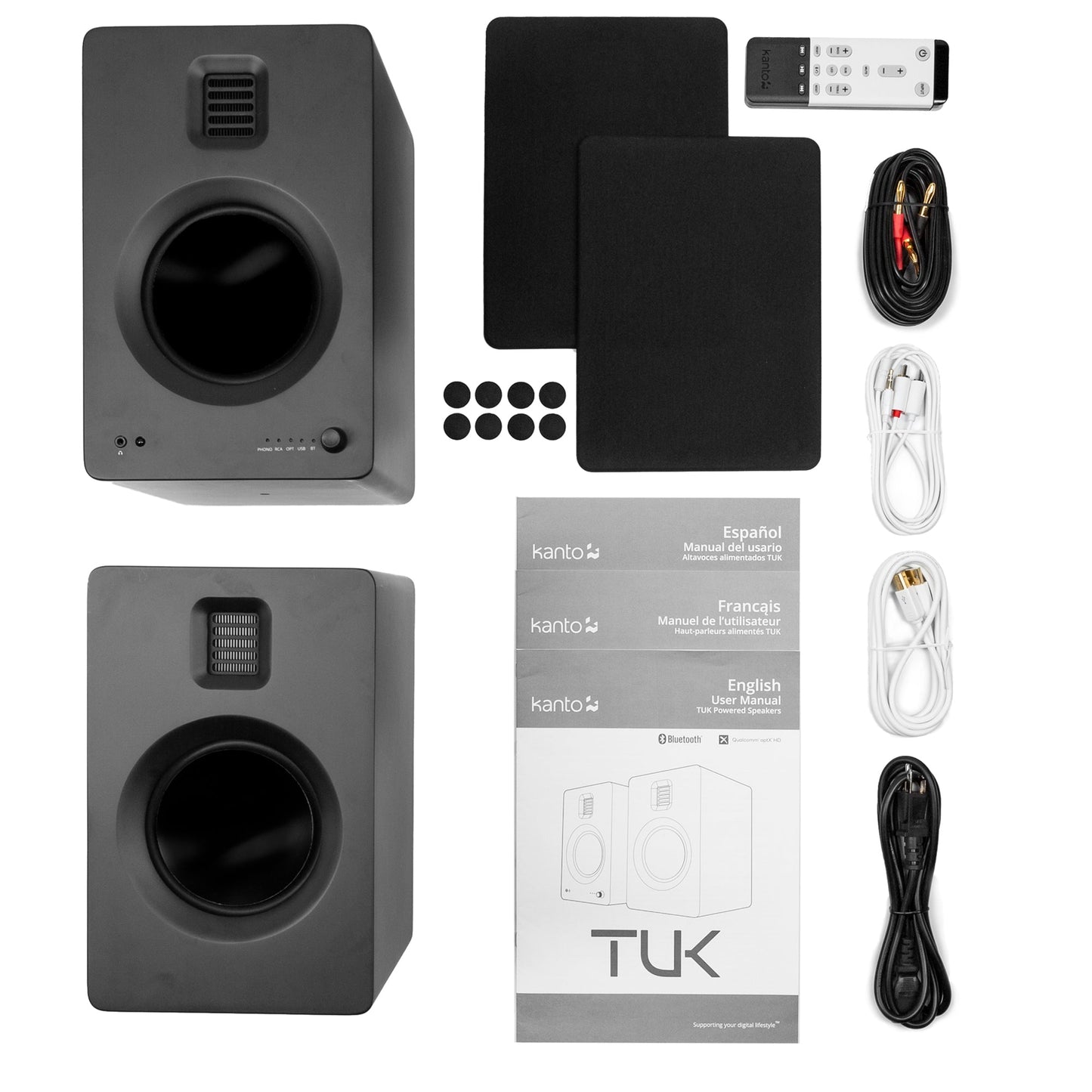 Kanto TUK 260W Powered Bookshelf Speakers with Headphone Out, USB Input, Dedicated Phono Pre-amp, Bluetooth - Pair, Matte Black-Kanto-Mood