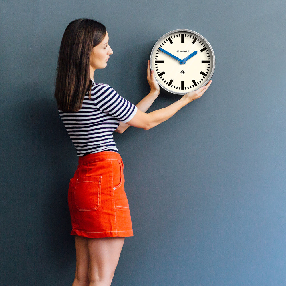 Newgate Luggage Wall Clock Galvanised Blue Hands-Newgate-Mood