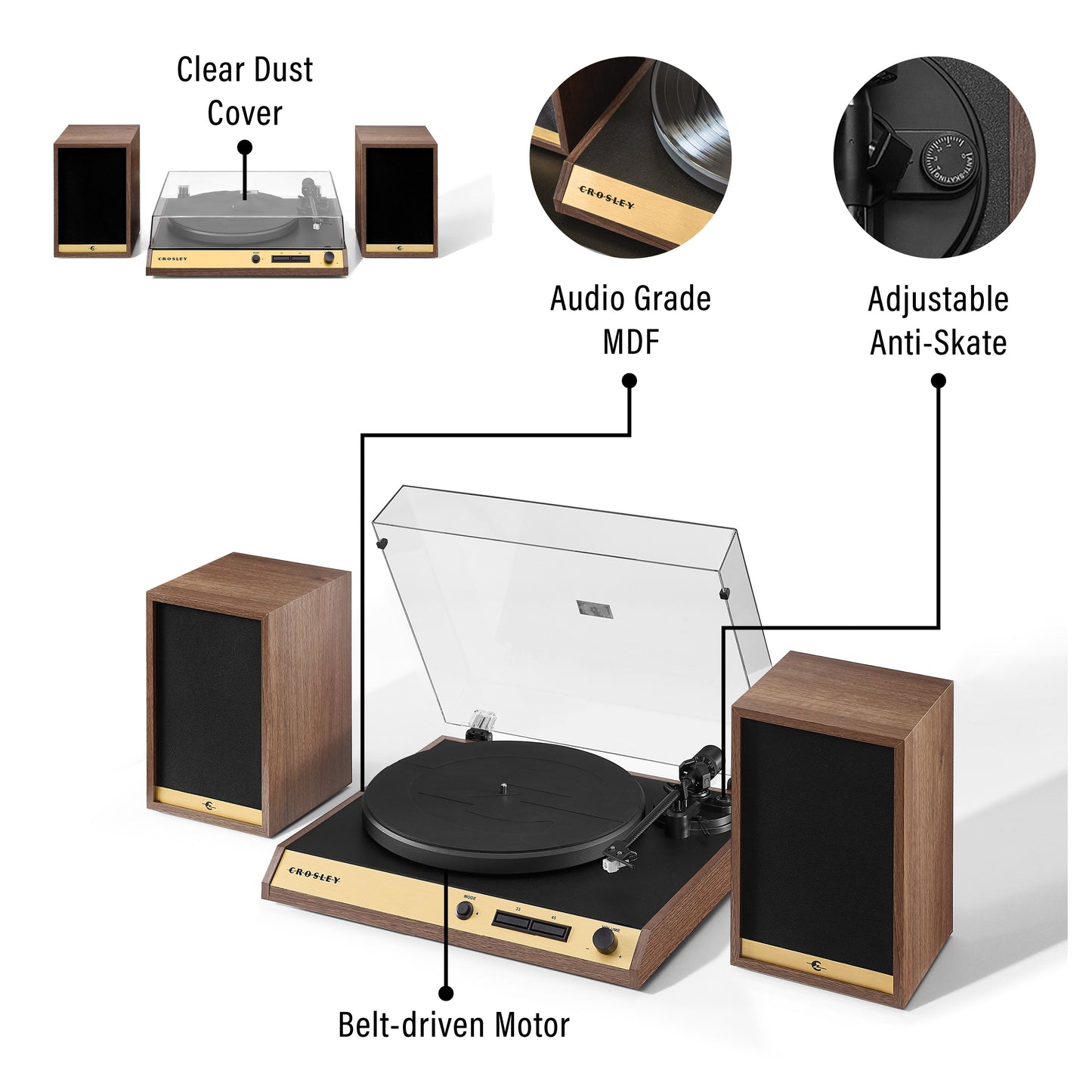 C72 Crosley Record Vinyl Shelf Turntable-Crosley-Mood