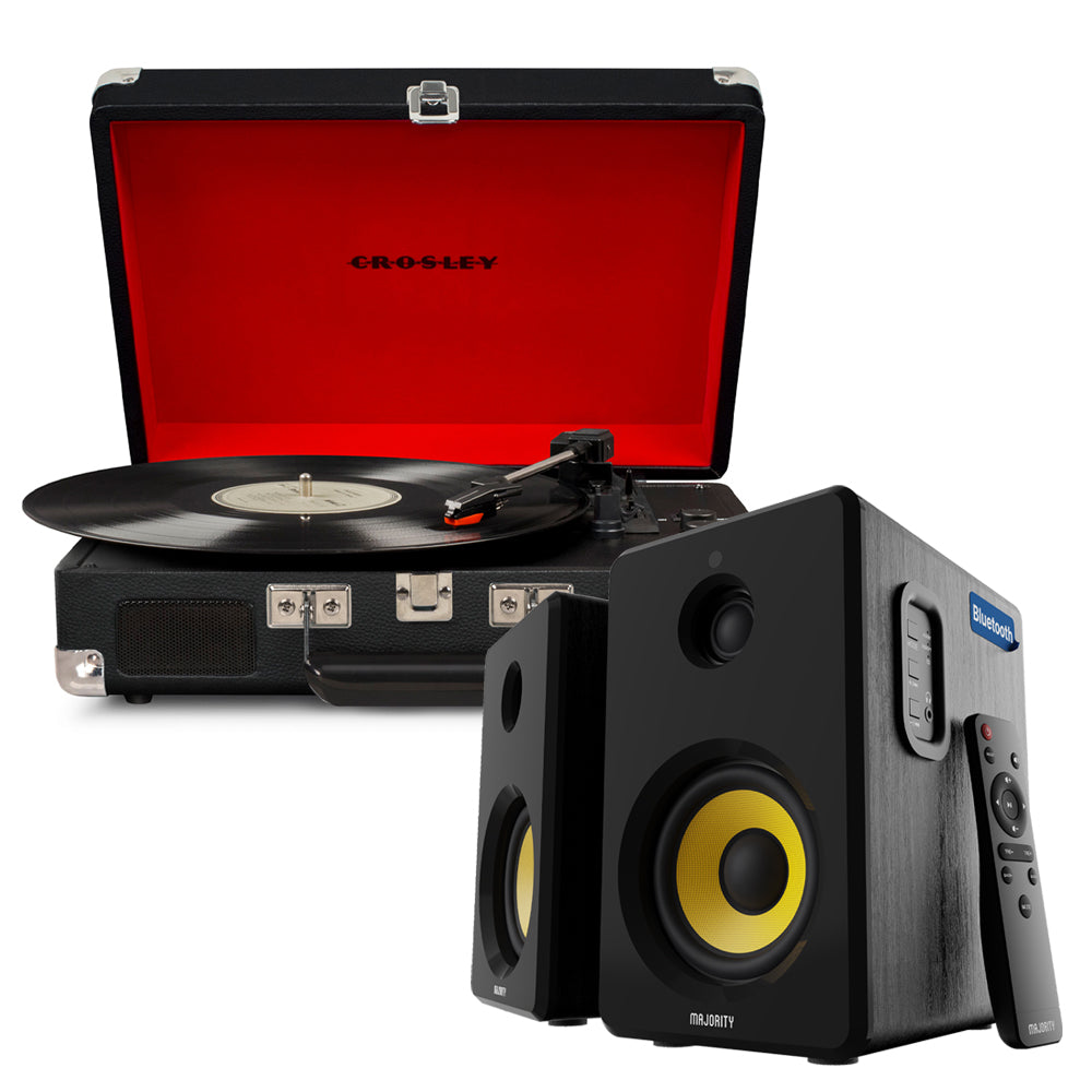 Crosley Cruiser Bluetooth Portable Turntable - Black + Bundled Majority D40X Bluetooth Speakers-Crosley-Mood