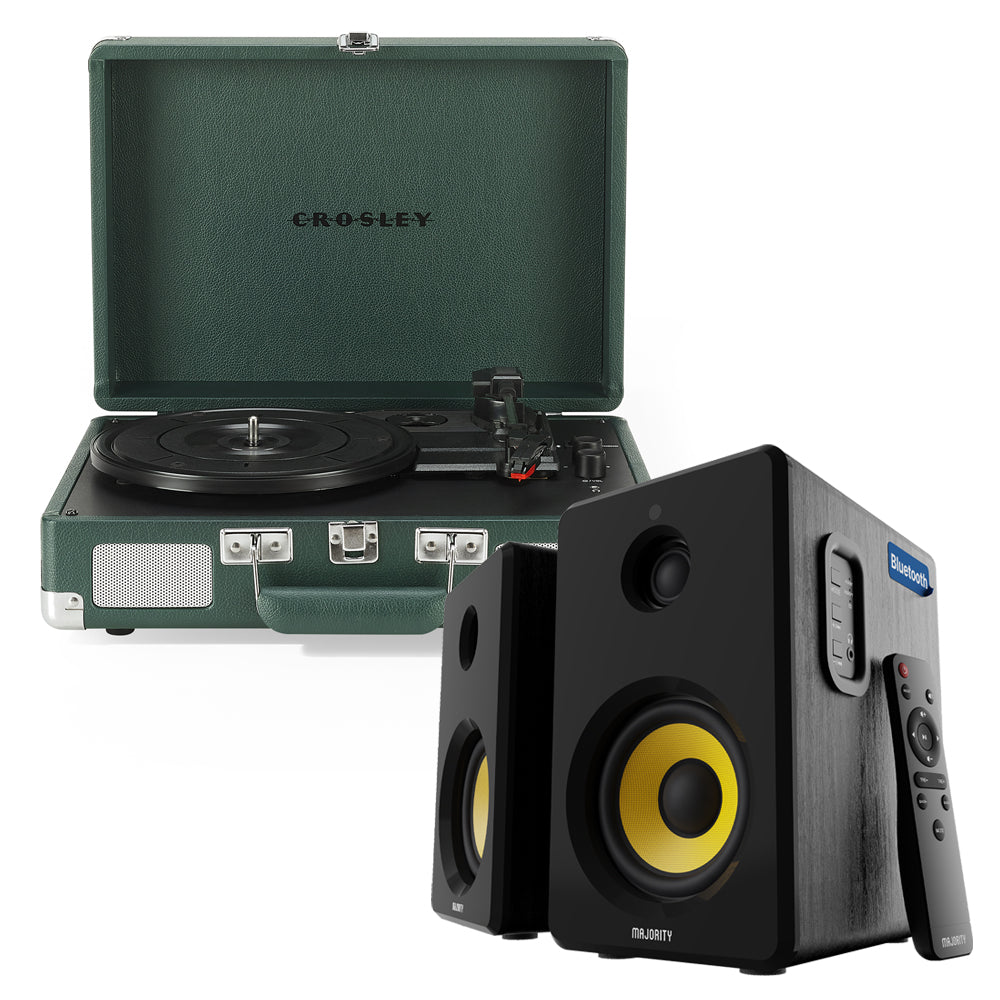 Crosley Cruiser Bluetooth Portable Turntable - Emerald Green + Bundled Majority D40X Bluetooth Speakers*-Crosley-Mood