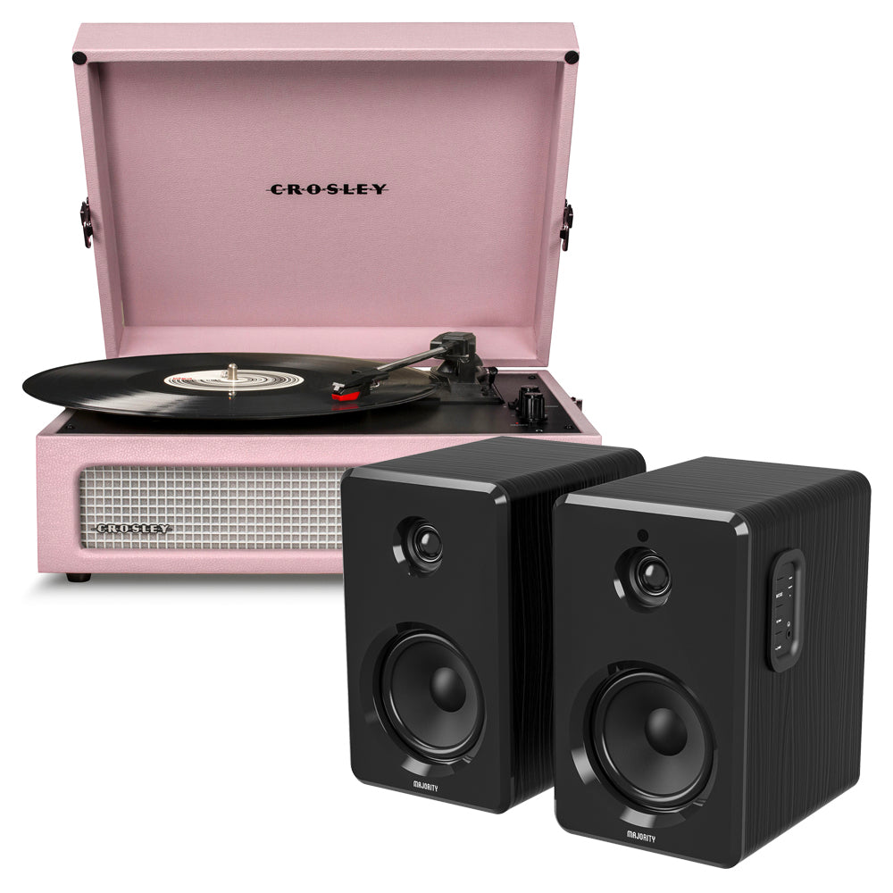 Crosley Voyager Bluetooth Portable Turntable - Amethyst + Bundled Majority D40 Bluetooth Speakers - Black-Crosley-Mood