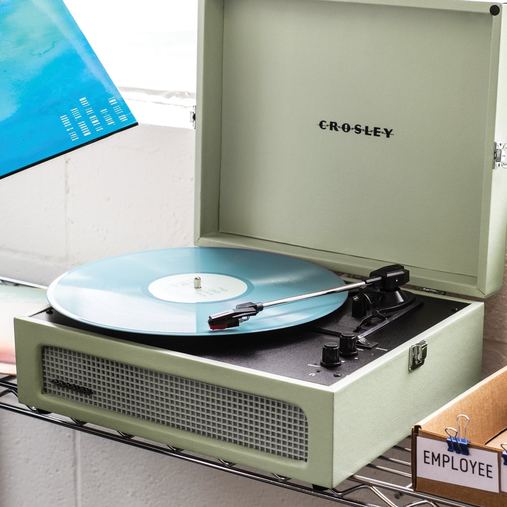 Crosley Voyager Bluetooth Portable Turntable - Sage + Bundled Majority D40 Bluetooth Speakers - Black-Crosley-Mood