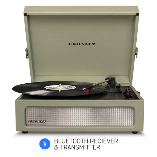 Crosley Voyager Bluetooth Portable Turntable - Sage + Bundled Majority D40X Bluetooth Speakers - Black-Crosley-Mood