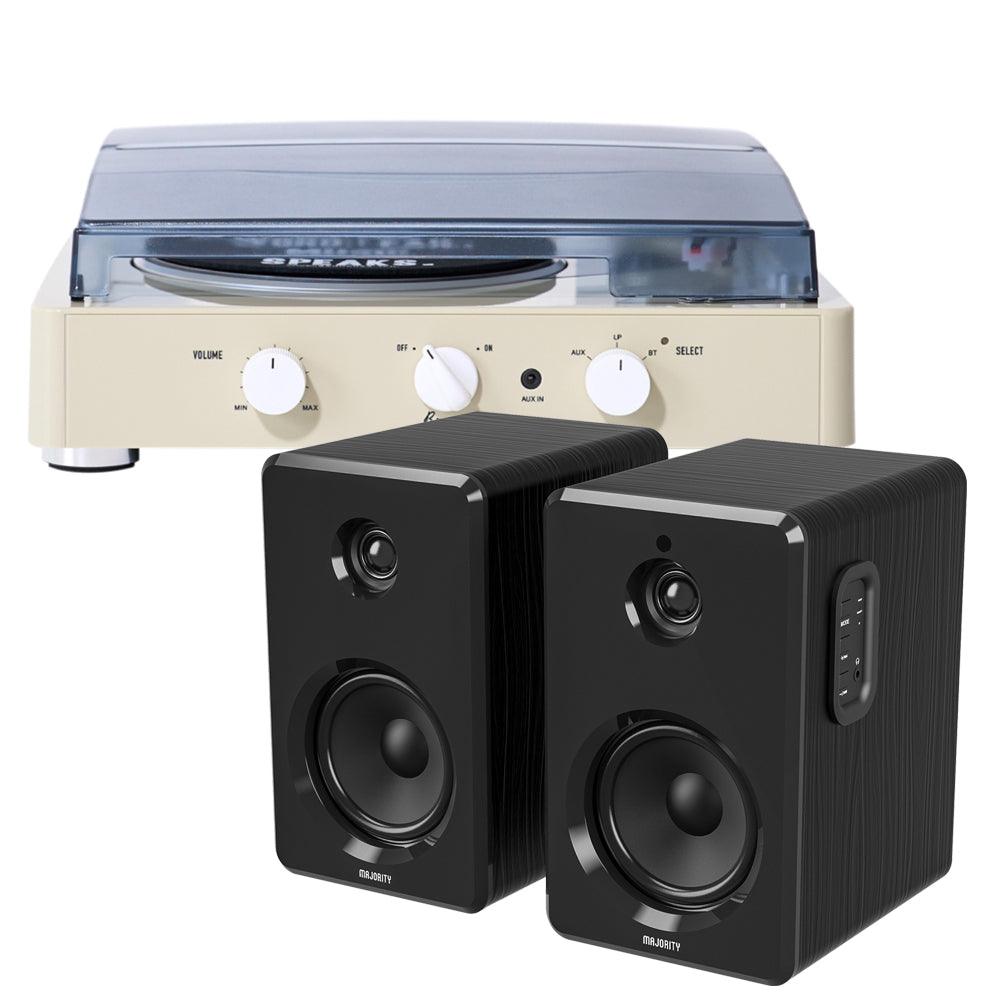 Gadhouse Brad MKII Record Player - Ivory + Bundled Majority D40 Bluetooth Speakers-Gadhouse-Mood