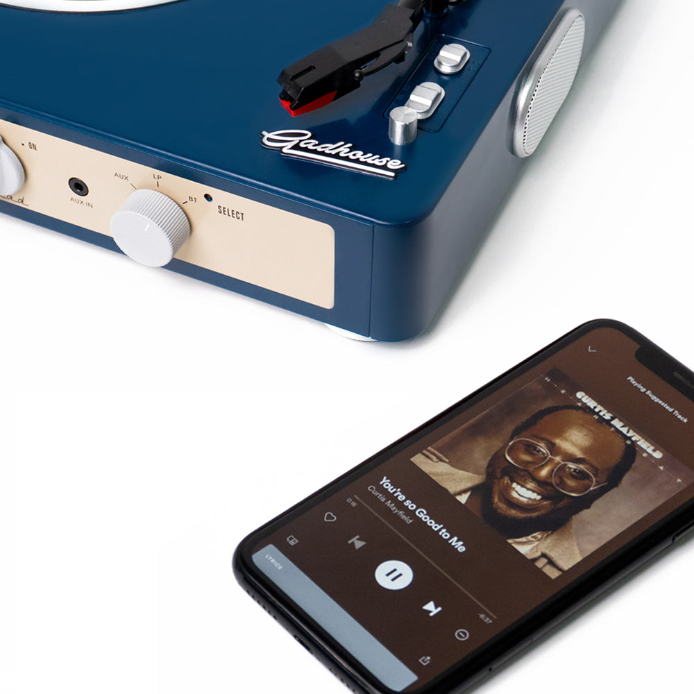 Gadhouse Brad MKII Record Player - Navy + Bundled Majority D40X Bluetooth Speakers-Gadhouse-Mood