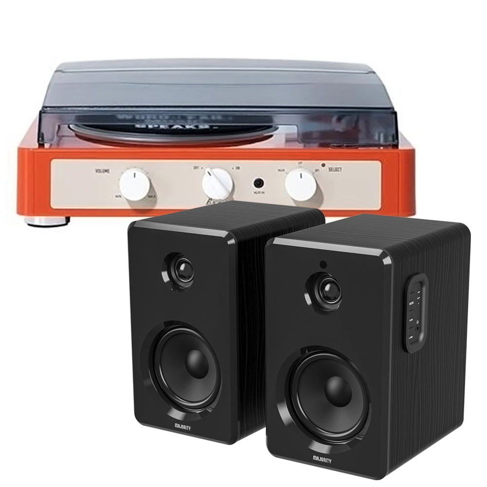 Gadhouse Brad MKII Record Player - Tangerine + Bundled Majority D40 Bluetooth Speakers-Gadhouse-Mood