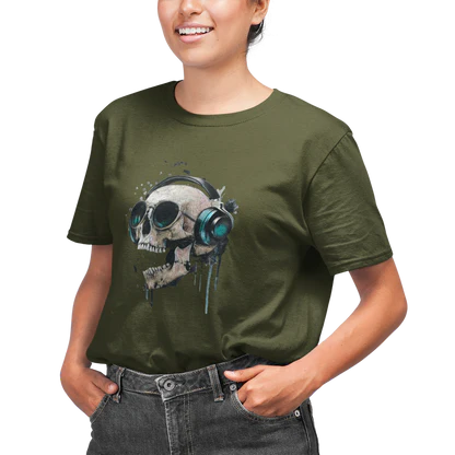 Mood / Skull with headphones - Unisex (T-Shirt)-Mood-Mood