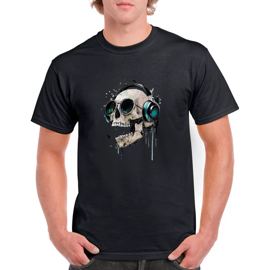 Mood / Skull with headphones - Unisex (T-Shirt)-Mood-Mood