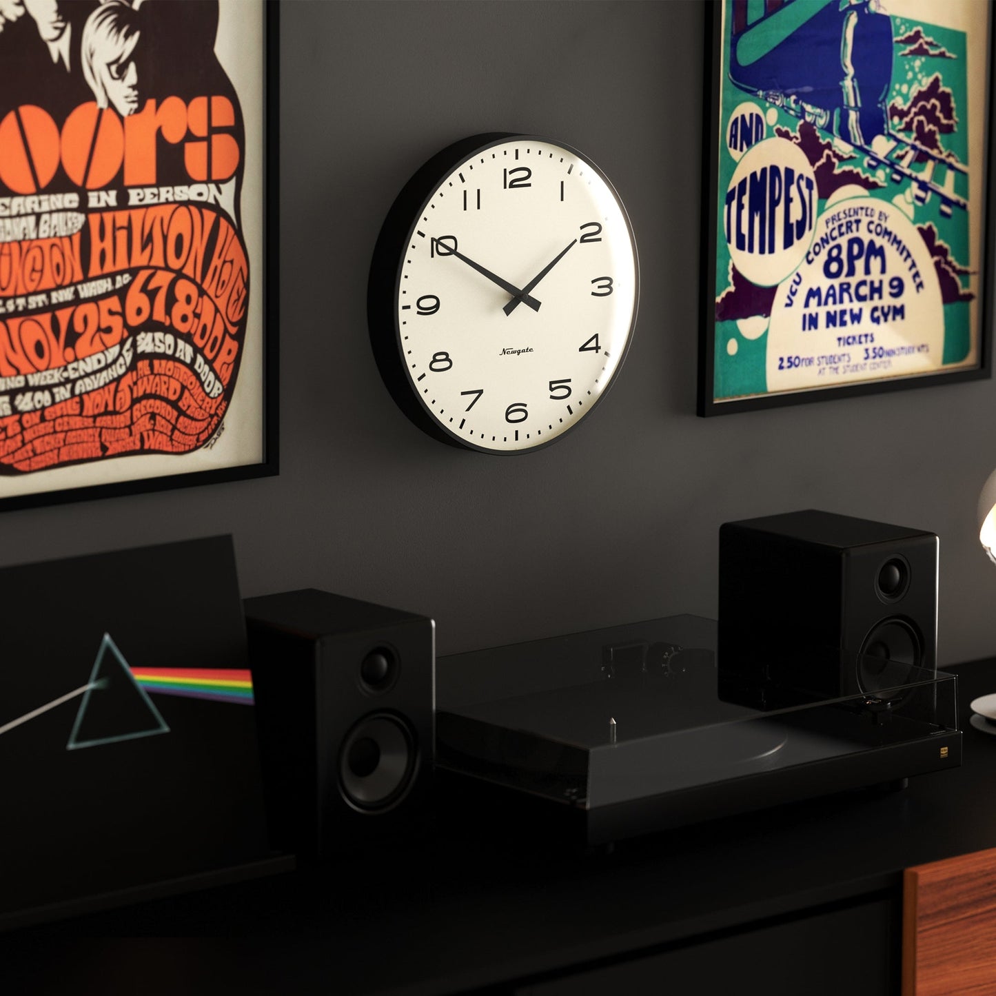 Newgate Radio City Wall Clock Black Arabic Dial - Matte Black-Newgate-Mood