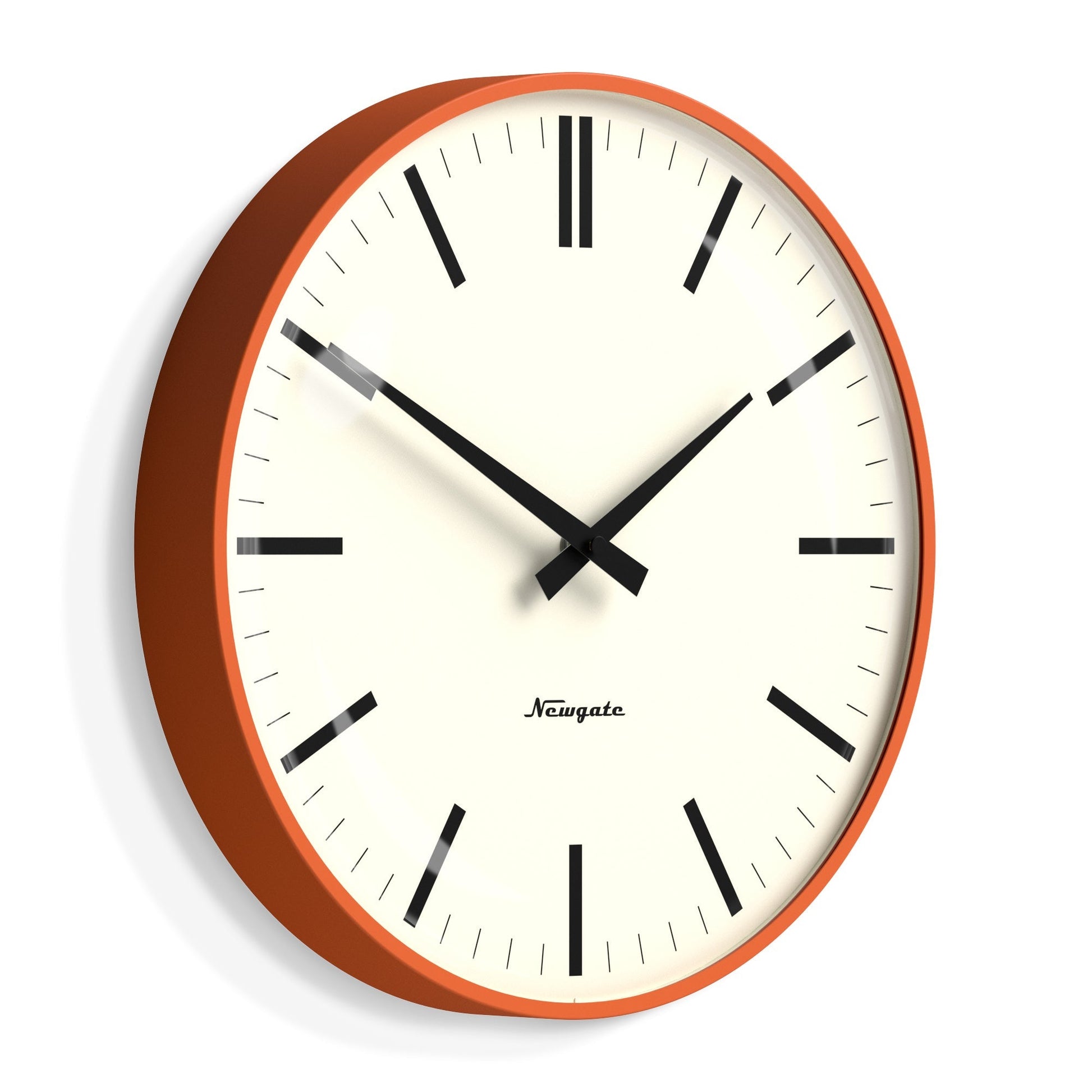 Newgate Radio City Wall Clock Bold Black Marker Dial.- Matte Pumpkin Orange-Newgate-Mood