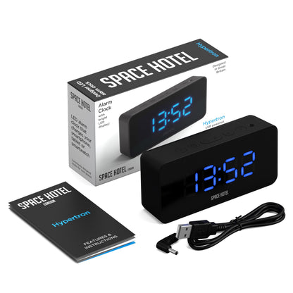 Newgate Space Hotel Hypertron Alarm Clock Black Case - Black Lens - Blue Led-Newgate-Mood